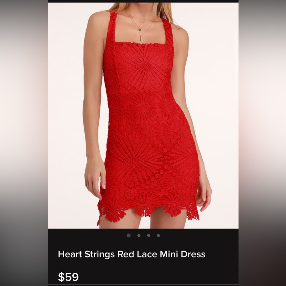 Lulus Red Crochet Lace Mini dress never worn